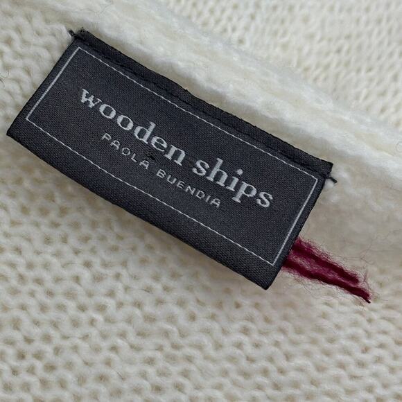 Wooden Ships Snow White Tailgate Season Football Sweater S/M - Picture 9 of 10